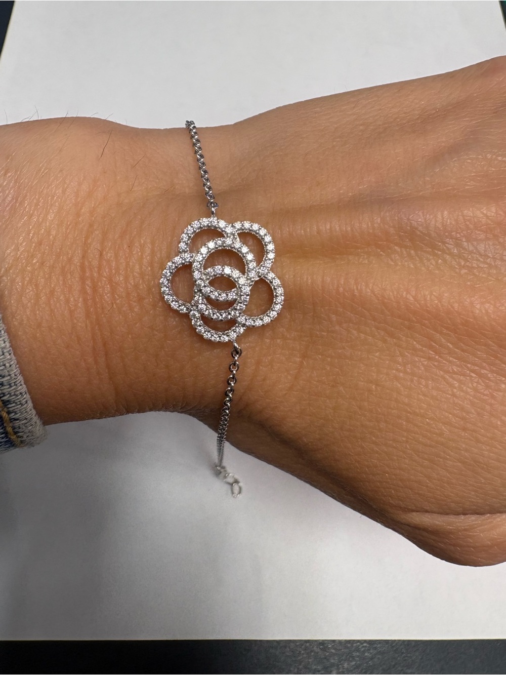 Suzy Levian Sample Sterling Silver White CZ Flower Bracelet NWT